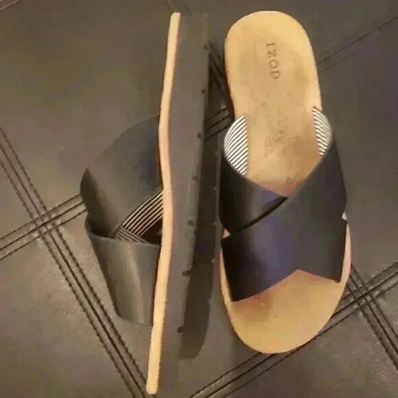 𝅺Izod Women's Black Alyssa Strap Slides - Picture 6 of 9